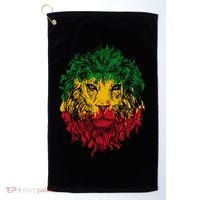 Rasta theme with lion head Golf Towel thumb 0