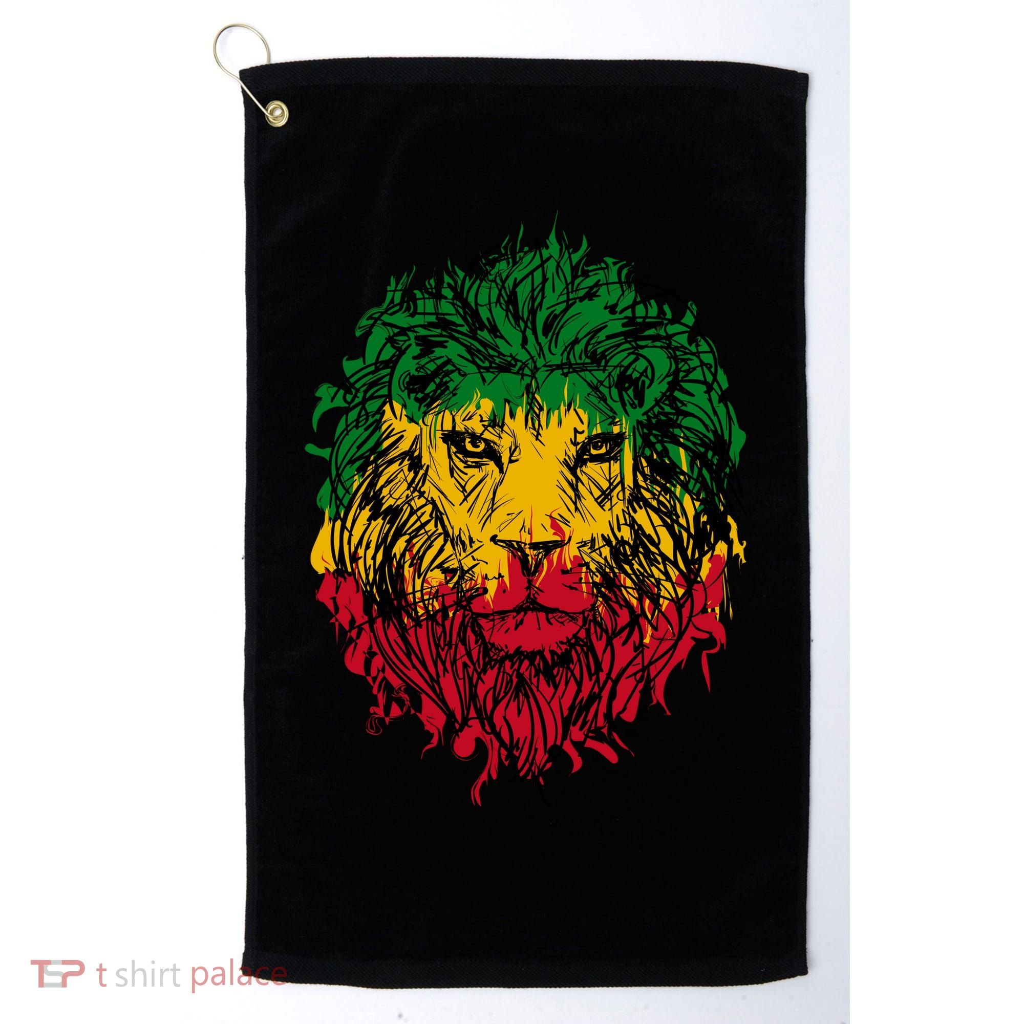 Rasta theme with lion head Golf Towel