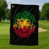 Rasta theme with lion head Golf Towel thumb 1
