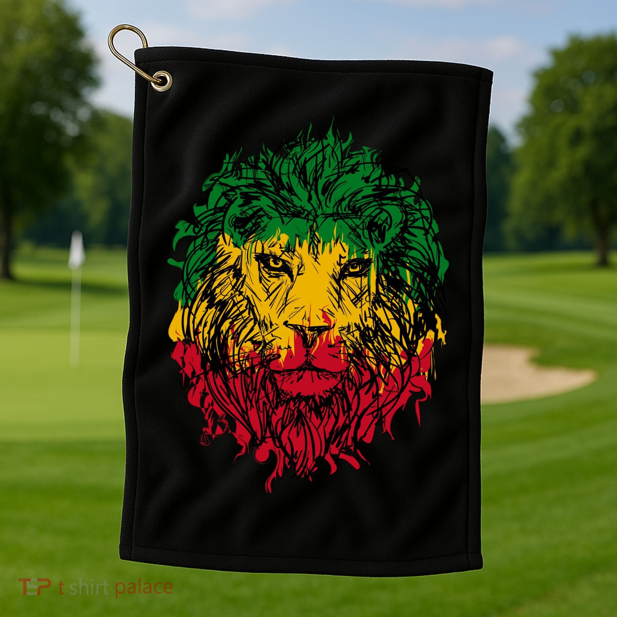 Rasta theme with lion head Golf Towel