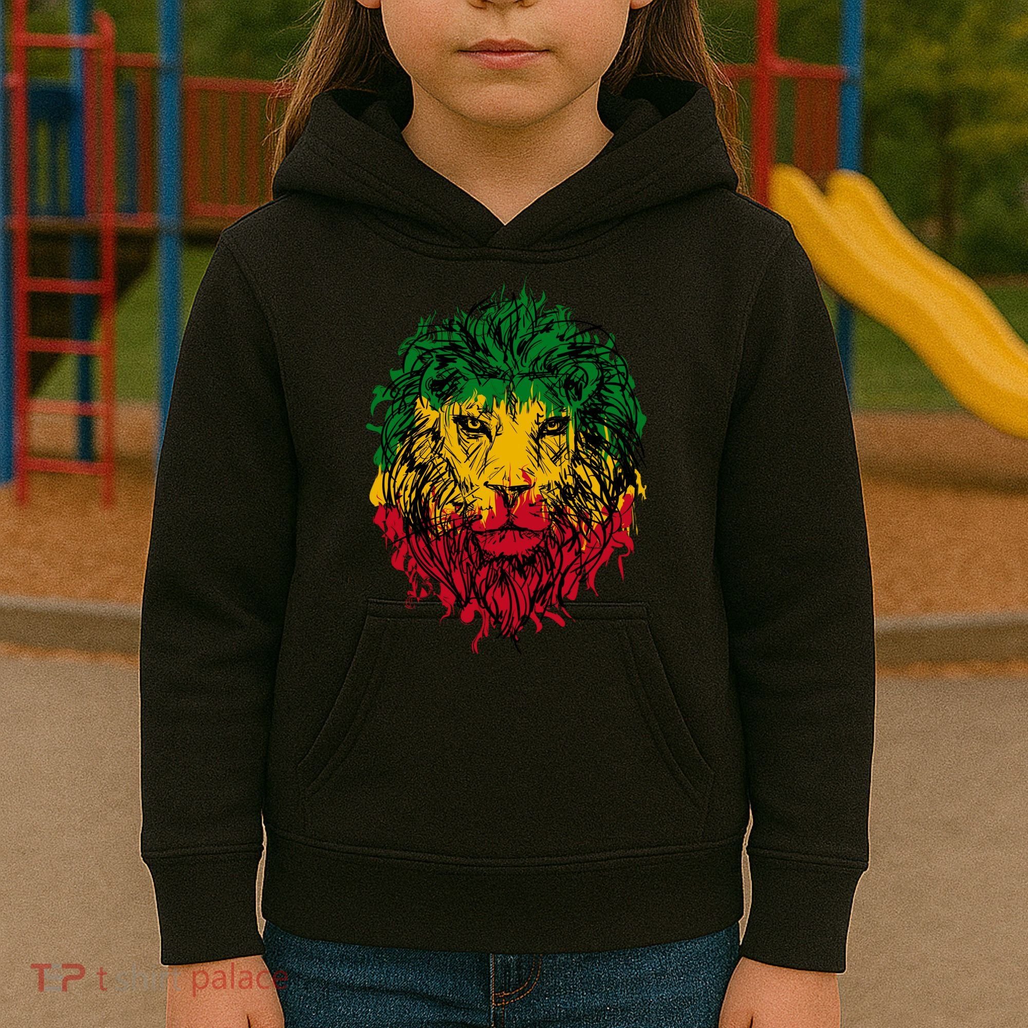 Rasta theme with lion head Kids Hoodie