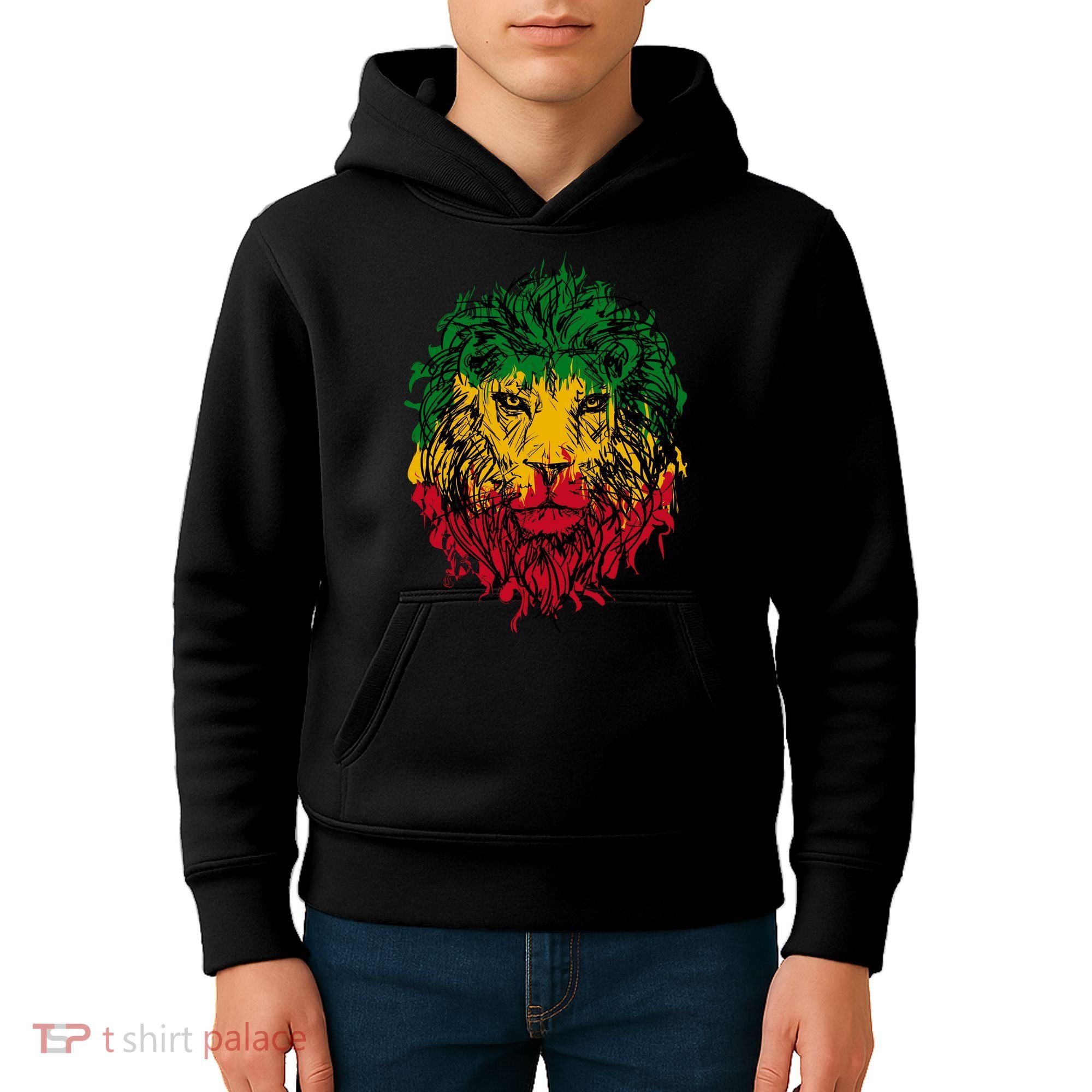 Rasta theme with lion head Kids Hoodie