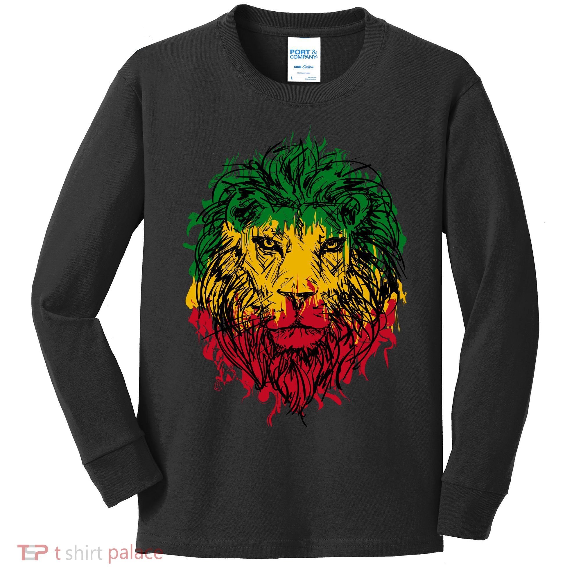 Rasta theme with lion head Kids Long Sleeve Shirt