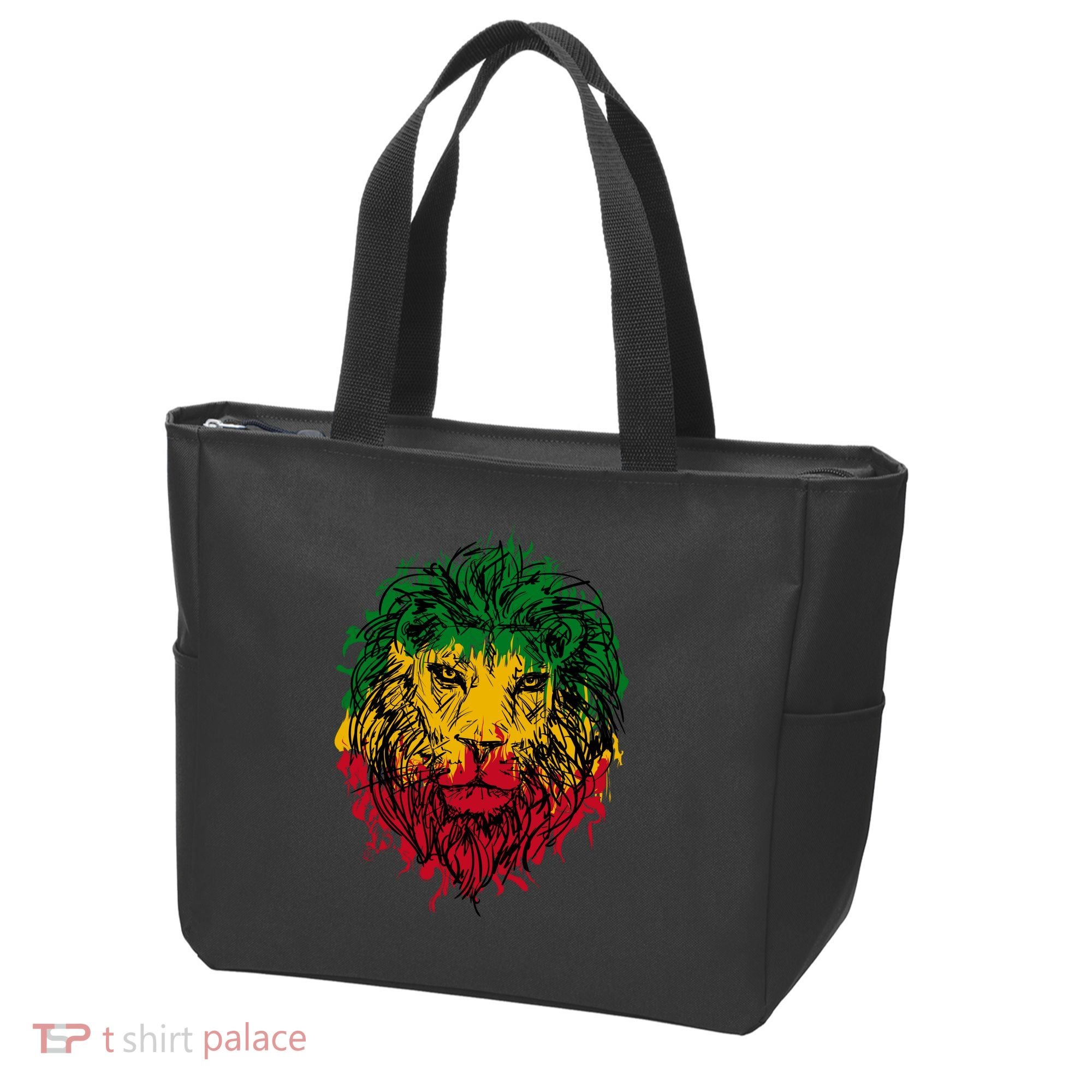 Rasta theme with lion head Tote Bag