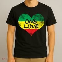 Rastafari One Love Vintage Jamaican Heart T-Shirt thumb 3