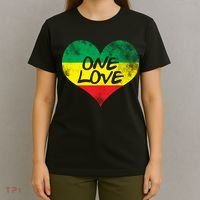 Rastafari One Love Vintage Jamaican Heart T-Shirt thumb 4
