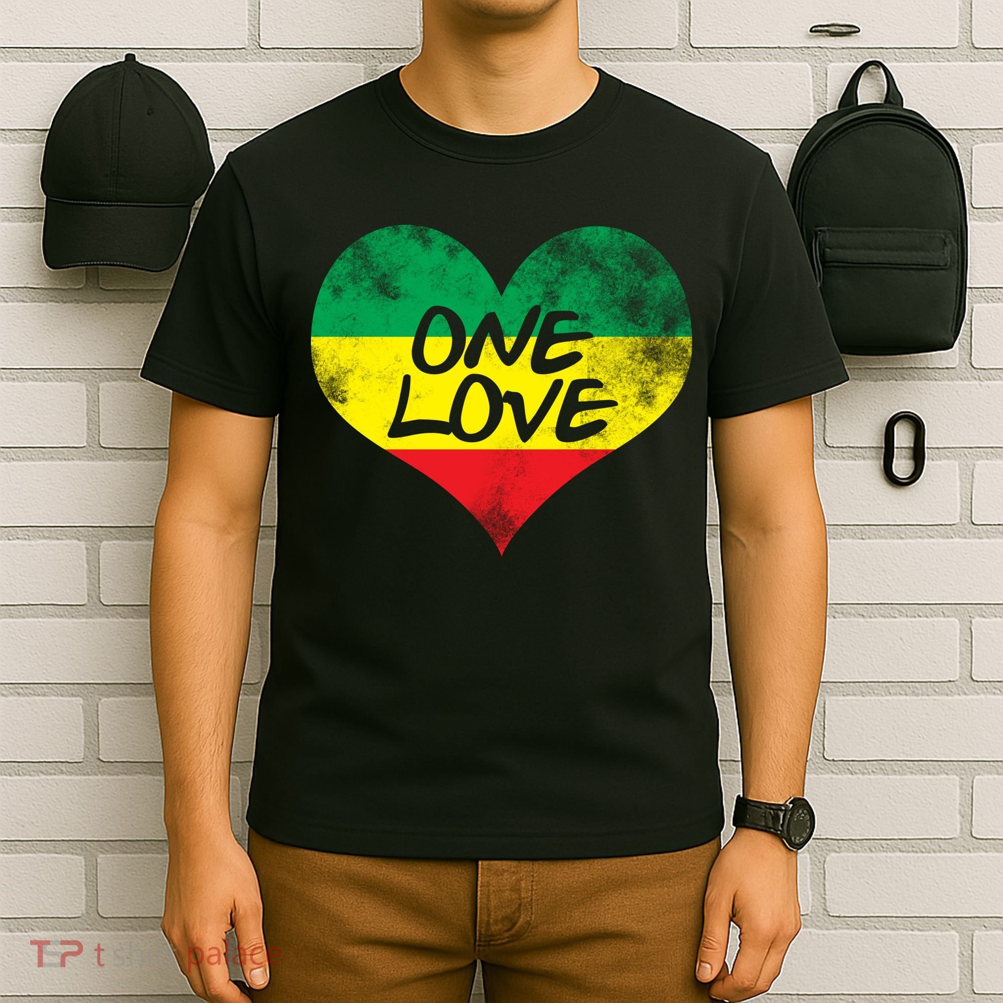 Rastafari One Love Vintage Jamaican Heart T-Shirt