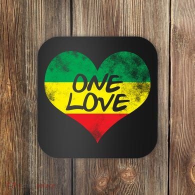 Rastafari One Love Vintage Jamaican Heart Coaster