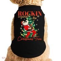 Rocking Around The Christmas Tree Santa Rock And Roll Guitar Great Gift Doggie Tank thumb 0
