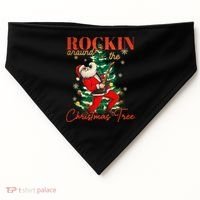 Rocking Around The Christmas Tree Santa Rock And Roll Guitar Great Gift USA-Made Doggie Bandana thumb 0