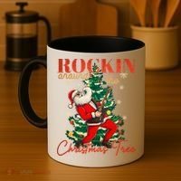 Rocking Around The Christmas Tree Santa Rock And Roll Guitar Great Gift Coffee Mug thumb 4