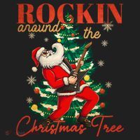 Rocking Around The Christmas Tree Santa Rock And Roll Guitar Great Gift Golf Towel thumb 3