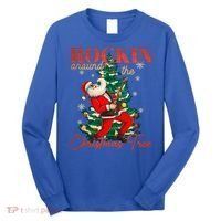 Rocking Around The Christmas Tree Santa Rock And Roll Guitar Great Gift Long Sleeve Shirt thumb 0