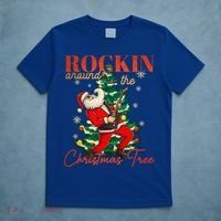 Rocking Around The Christmas Tree Santa Rock And Roll Guitar Great Gift T-Shirt thumb 5