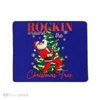 Rocking Around The Christmas Tree Santa Rock And Roll Guitar Great Gift Mousepad thumb 0