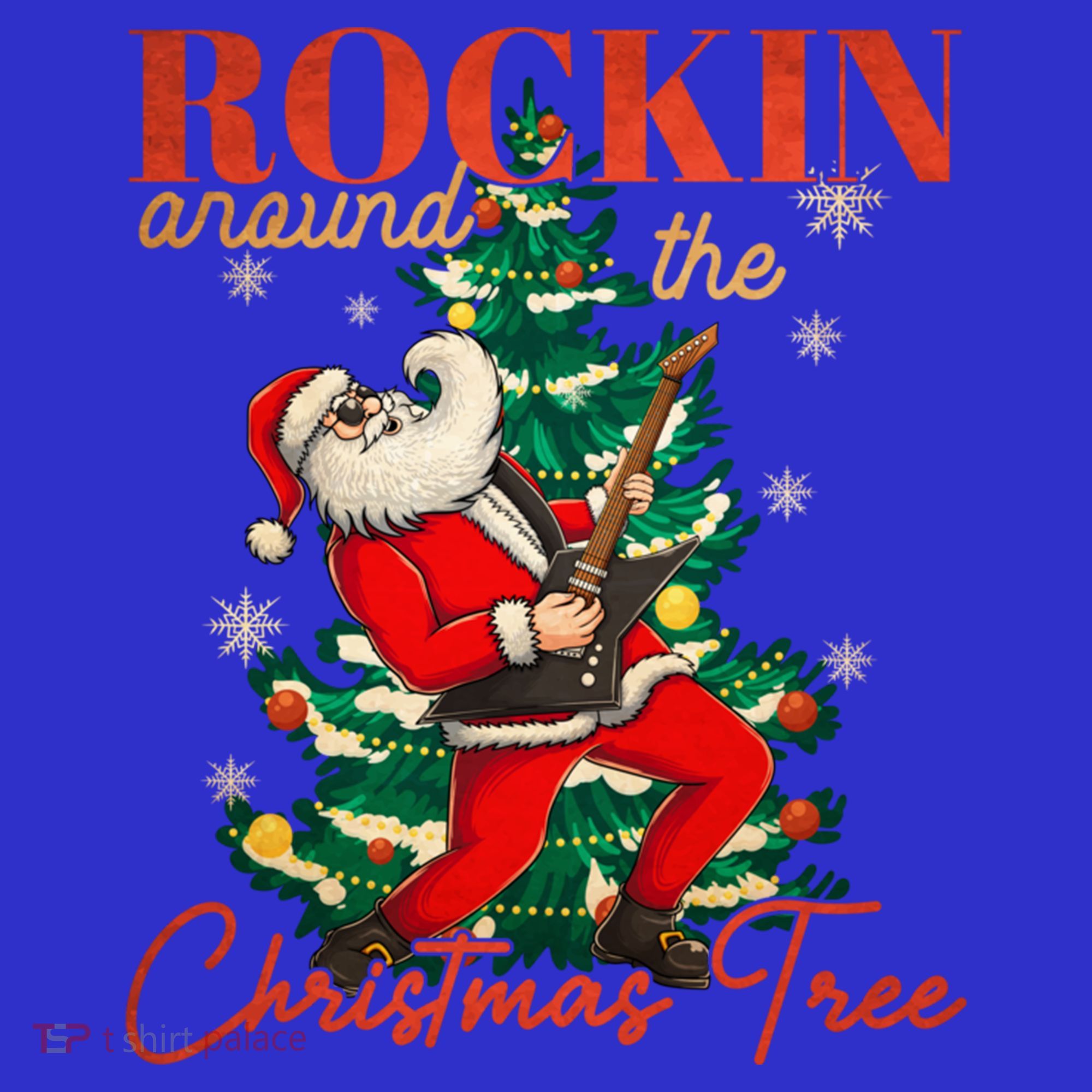 Rocking Around The Christmas Tree Santa Rock And Roll Guitar Great Gift Mousepad