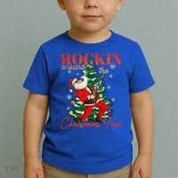 Rocking Around The Christmas Tree Santa Rock And Roll Guitar Great Gift Toddler T-Shirt thumb 2