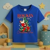 Rocking Around The Christmas Tree Santa Rock And Roll Guitar Great Gift Toddler T-Shirt thumb 3