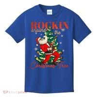 Rocking Around The Christmas Tree Santa Rock And Roll Guitar Great Gift Kids T-Shirt thumb 0