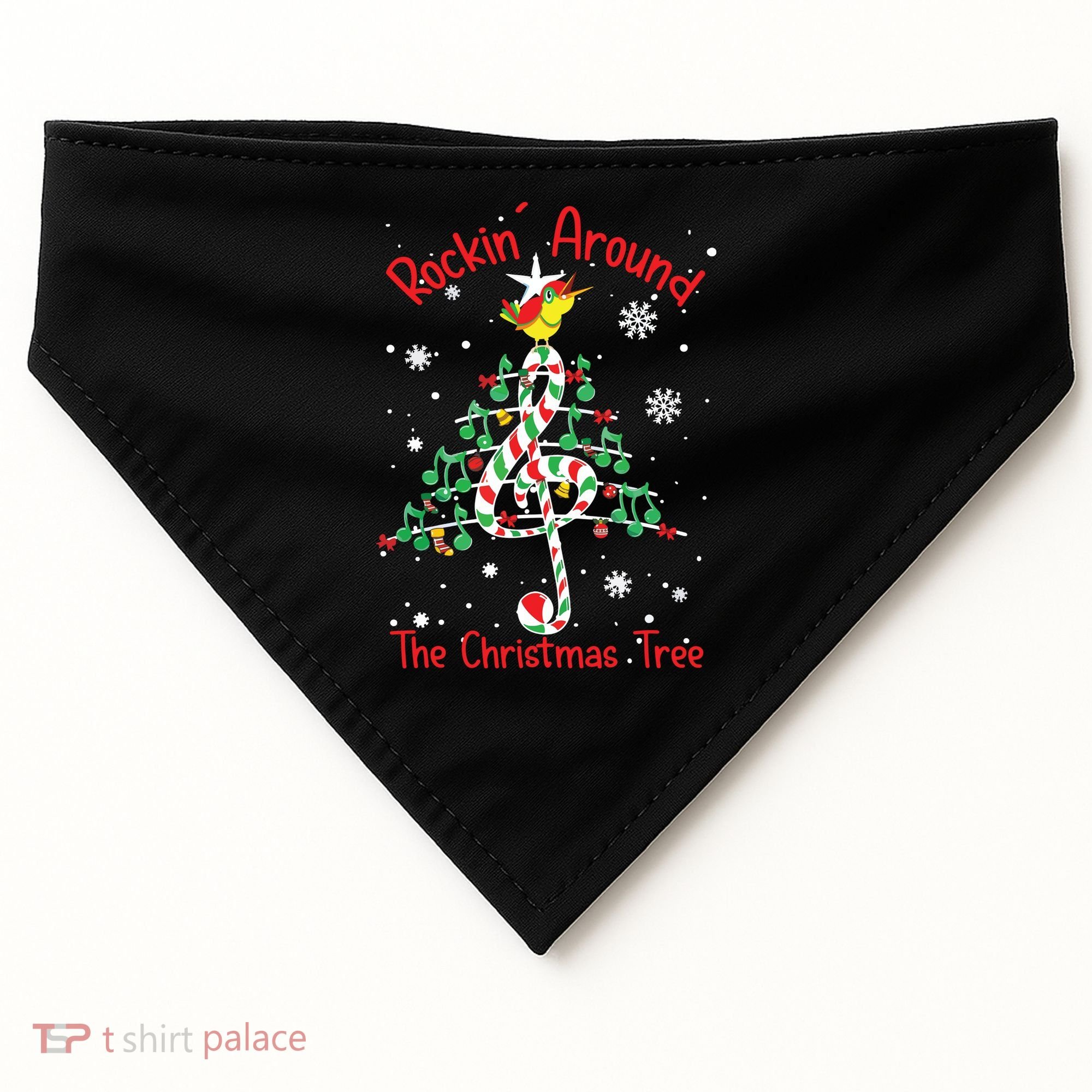 Rockin Around The Christmas Tree Music Note Music Teacher USA-Made Doggie Bandana