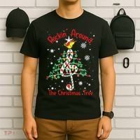 Rockin Around The Christmas Tree Music Note Music Teacher T-Shirt thumb 6