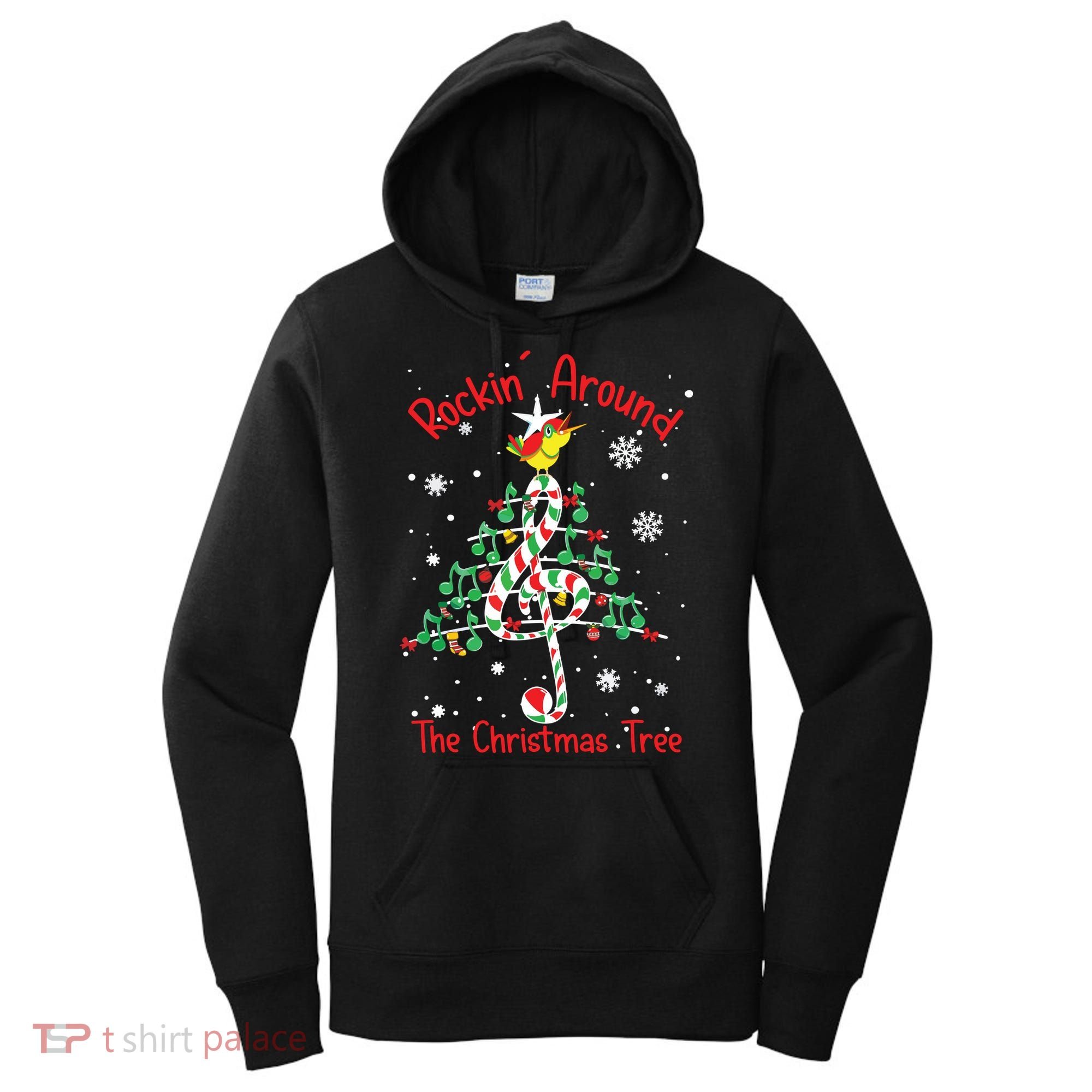Rockin Around The Christmas Tree Music Note Music Teacher Women's Hoodie