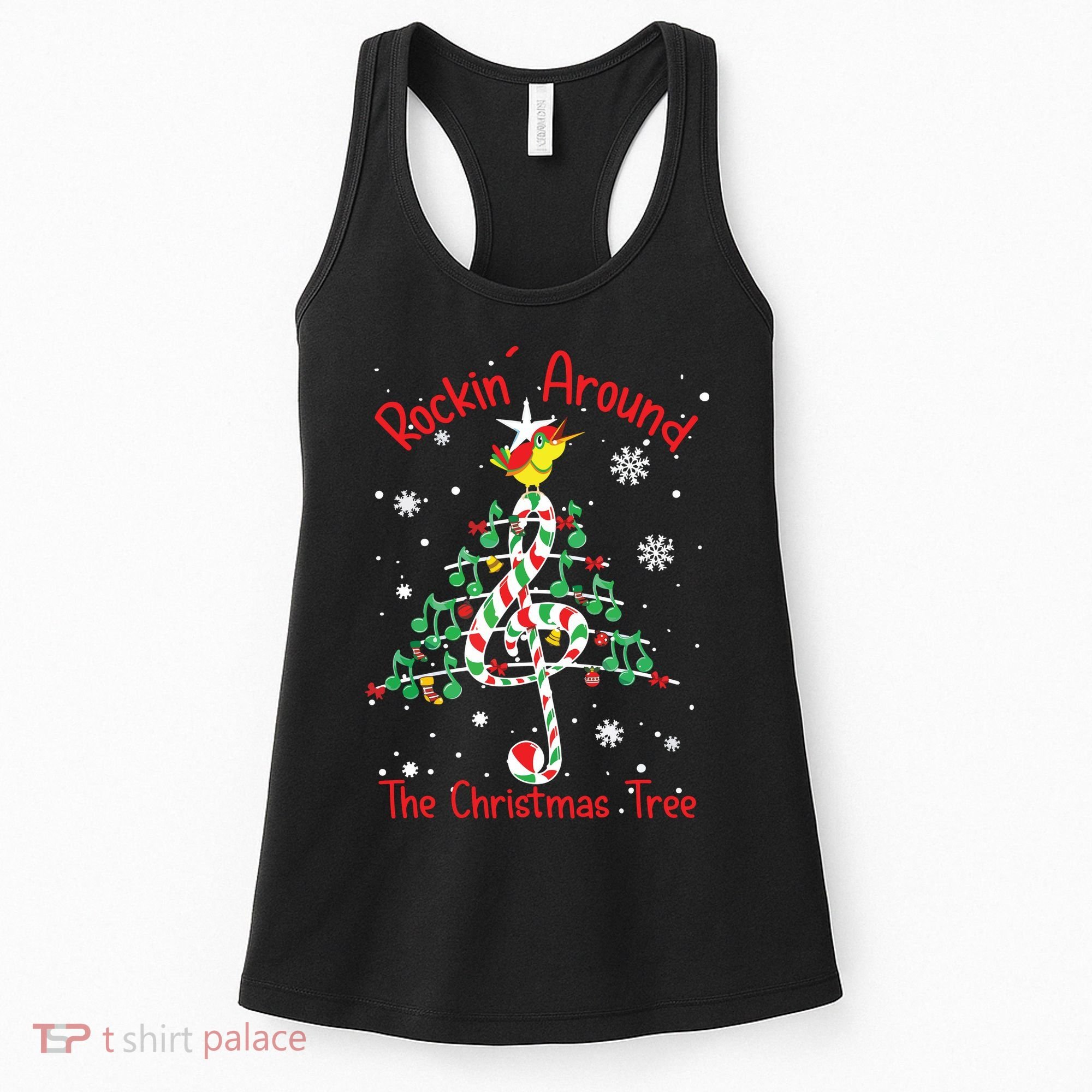 Rockin Around The Christmas Tree Music Note Music Teacher Women's Tank Top