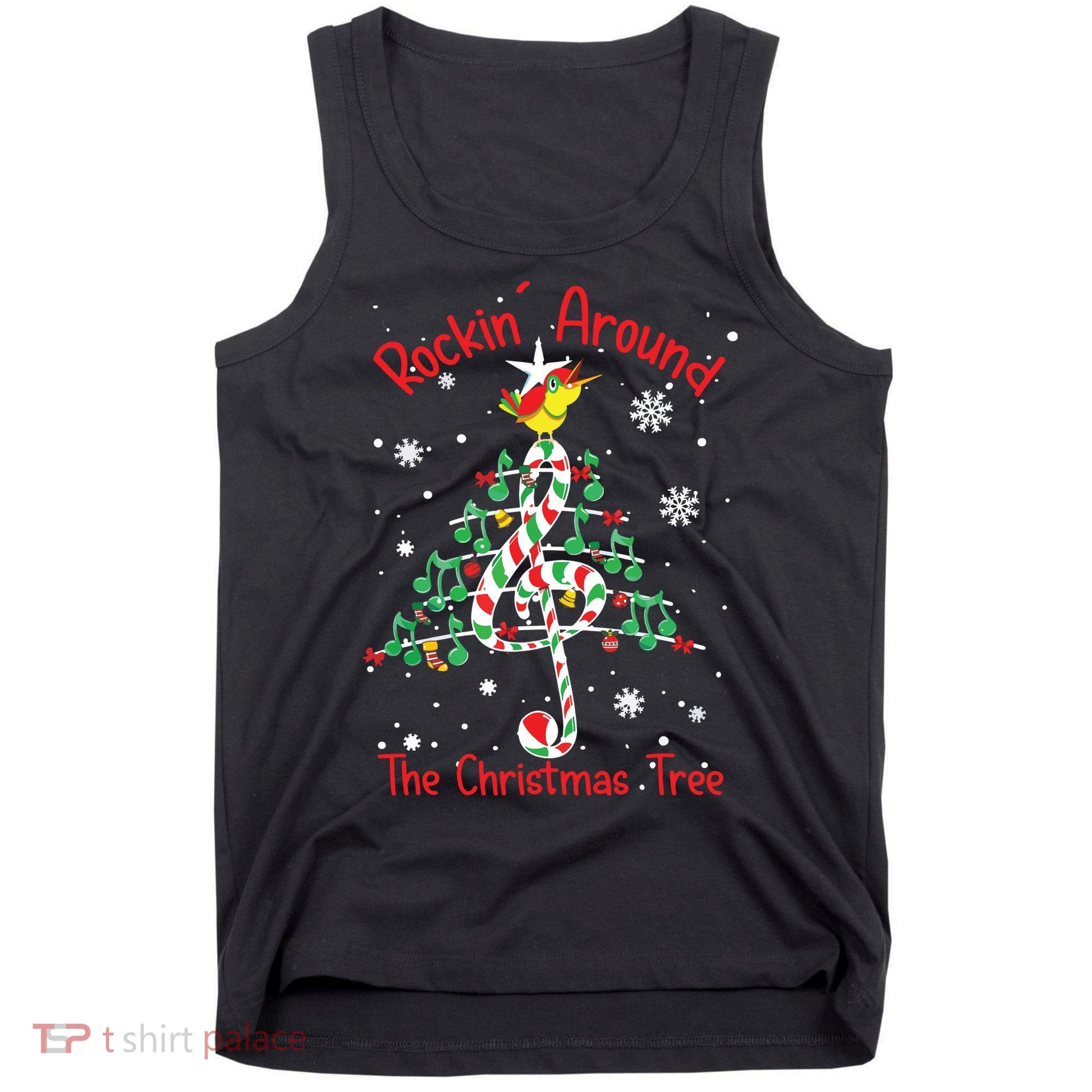 Rockin Around The Christmas Tree Music Note Music Teacher Tank Top