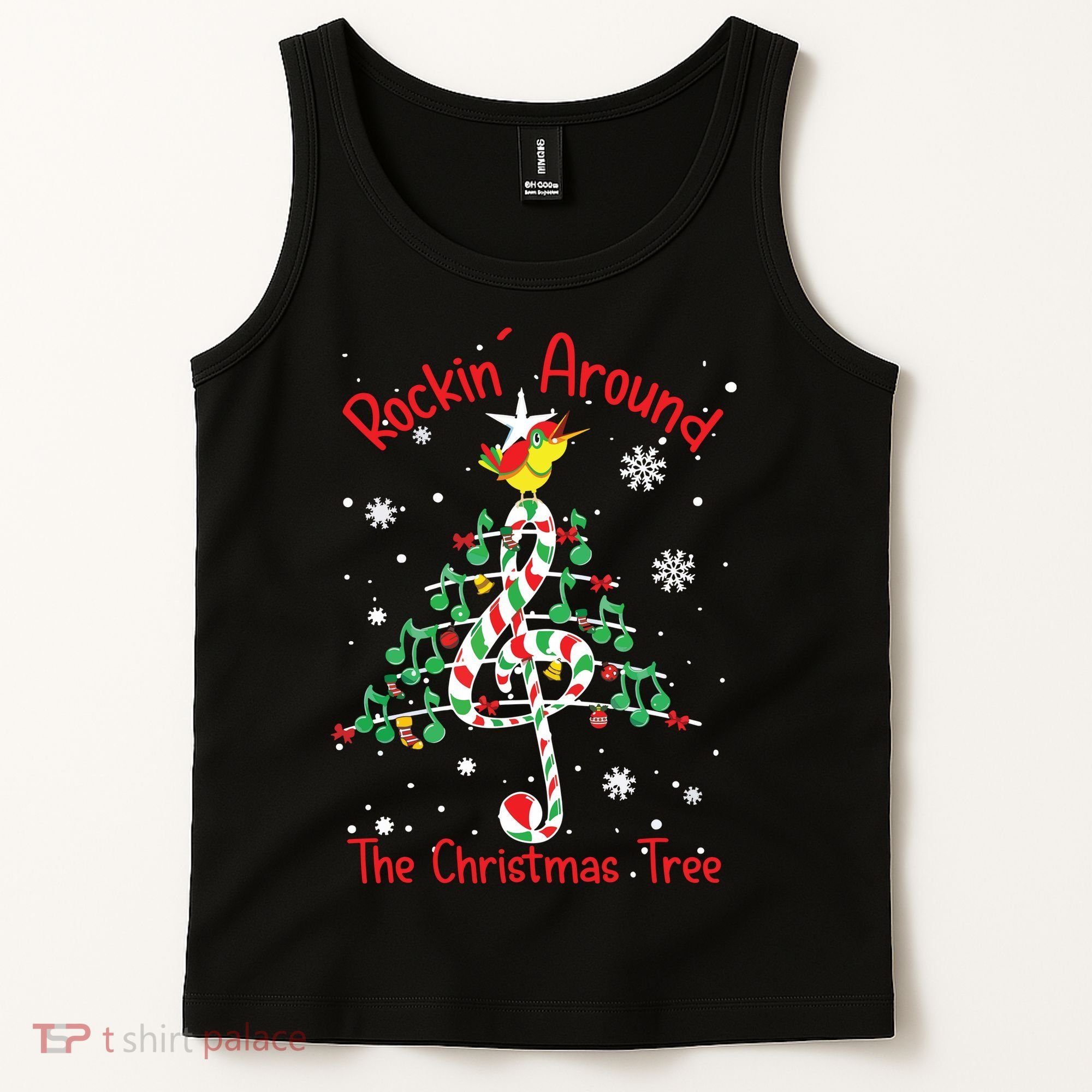 Rockin Around The Christmas Tree Music Note Music Teacher Tank Top