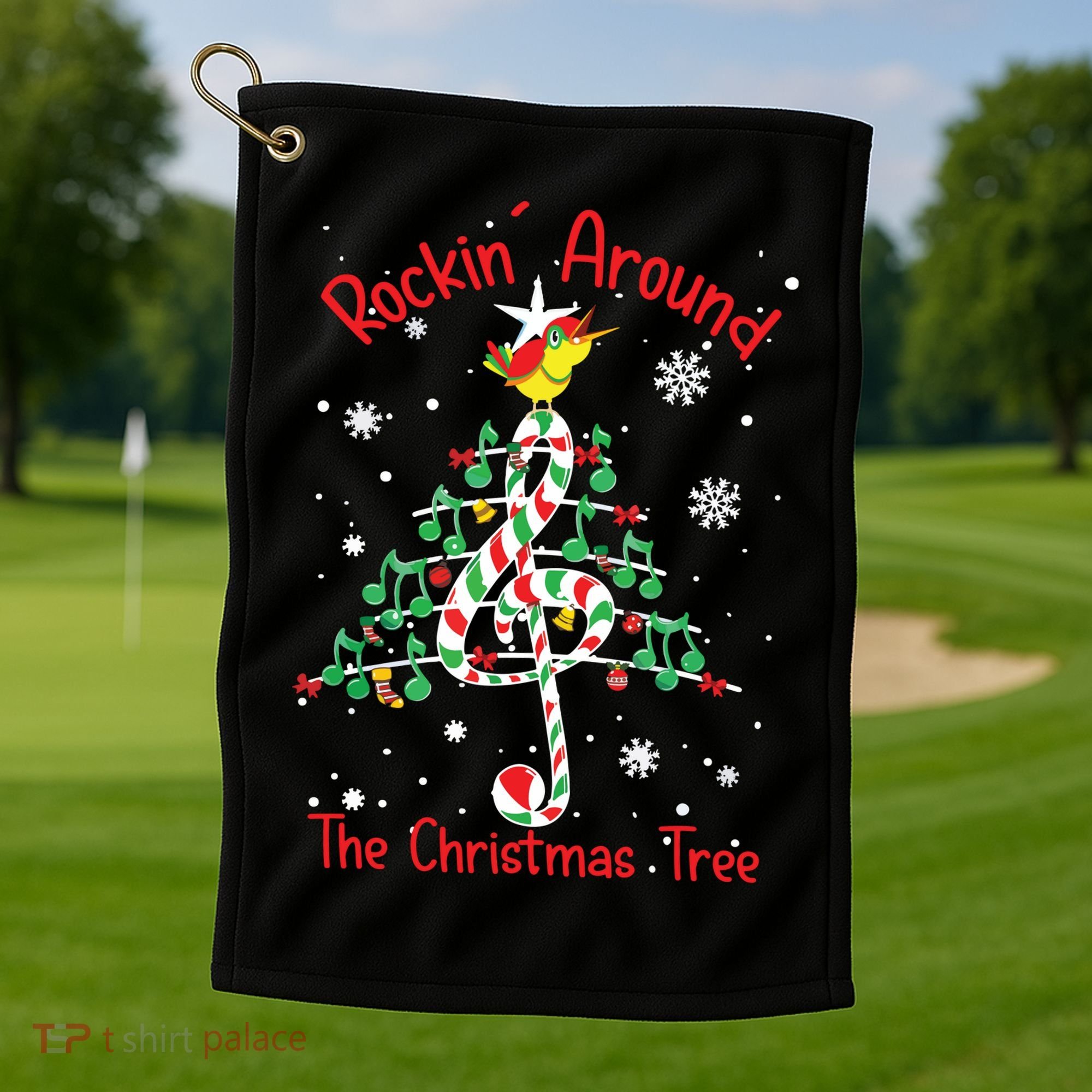 Rockin Around The Christmas Tree Music Note Music Teacher Golf Towel