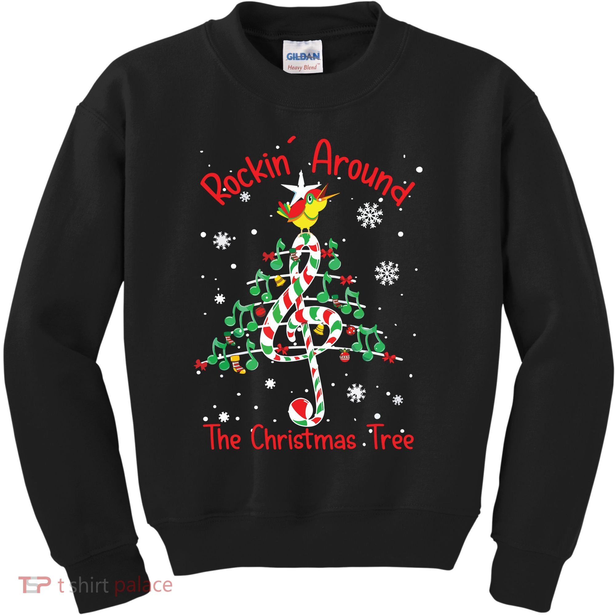 Rockin Around The Christmas Tree Music Note Music Teacher Kids Sweatshirt