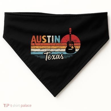 Retro Austin Texas Guitar Music USA-Made Doggie Bandana