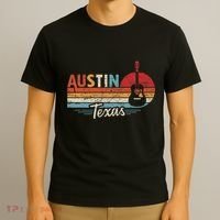 Retro Austin Texas Guitar Music T-Shirt thumb 3