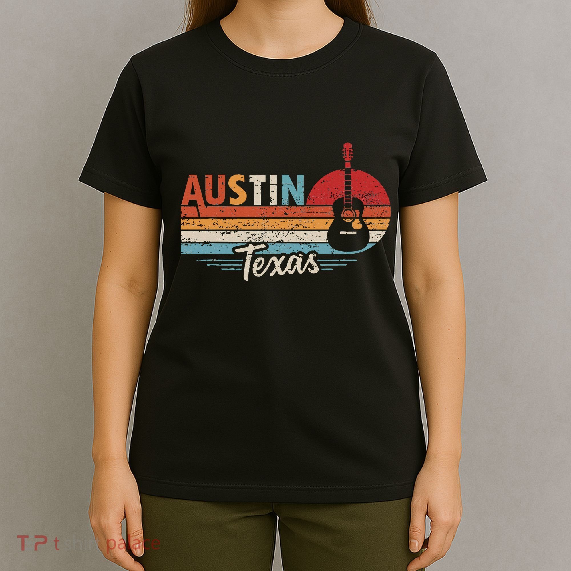 Retro Austin Texas Guitar Music T-Shirt