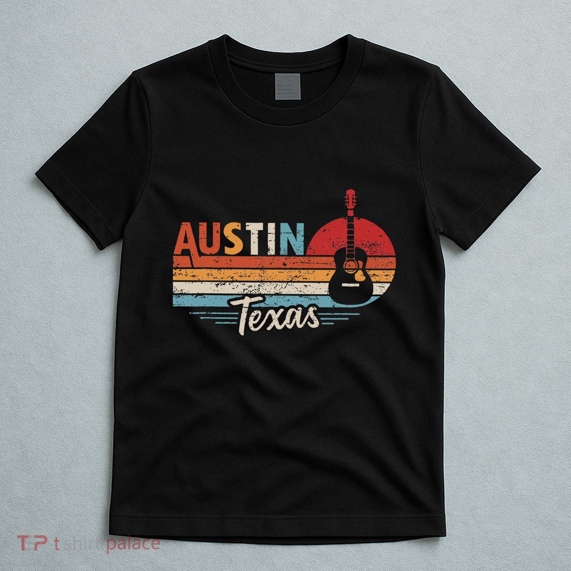 Retro Austin Texas Guitar Music T-Shirt