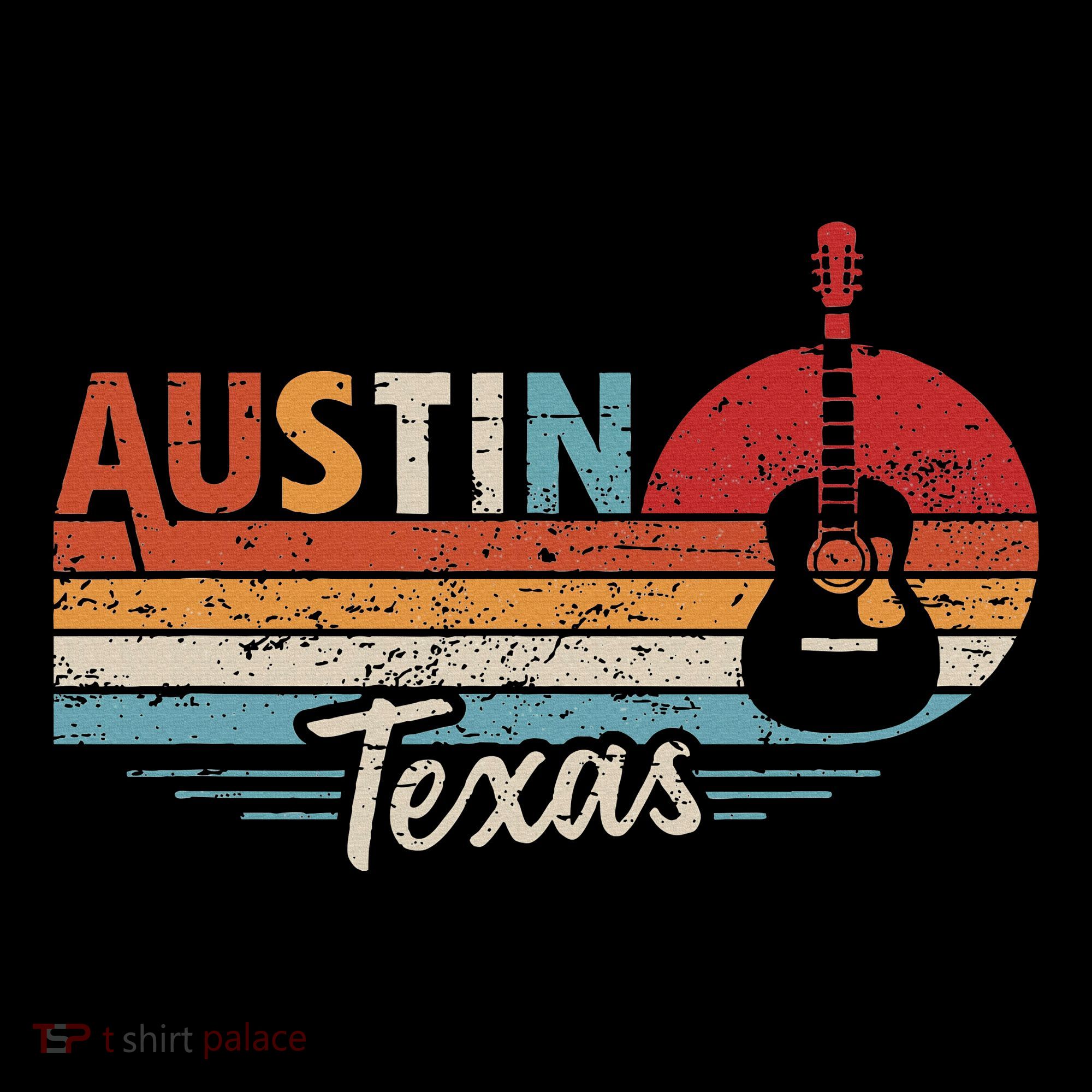 Retro Austin Texas Guitar Music Coaster