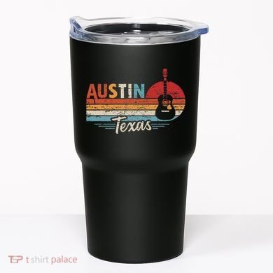 Retro Austin Texas Guitar Music Tumbler