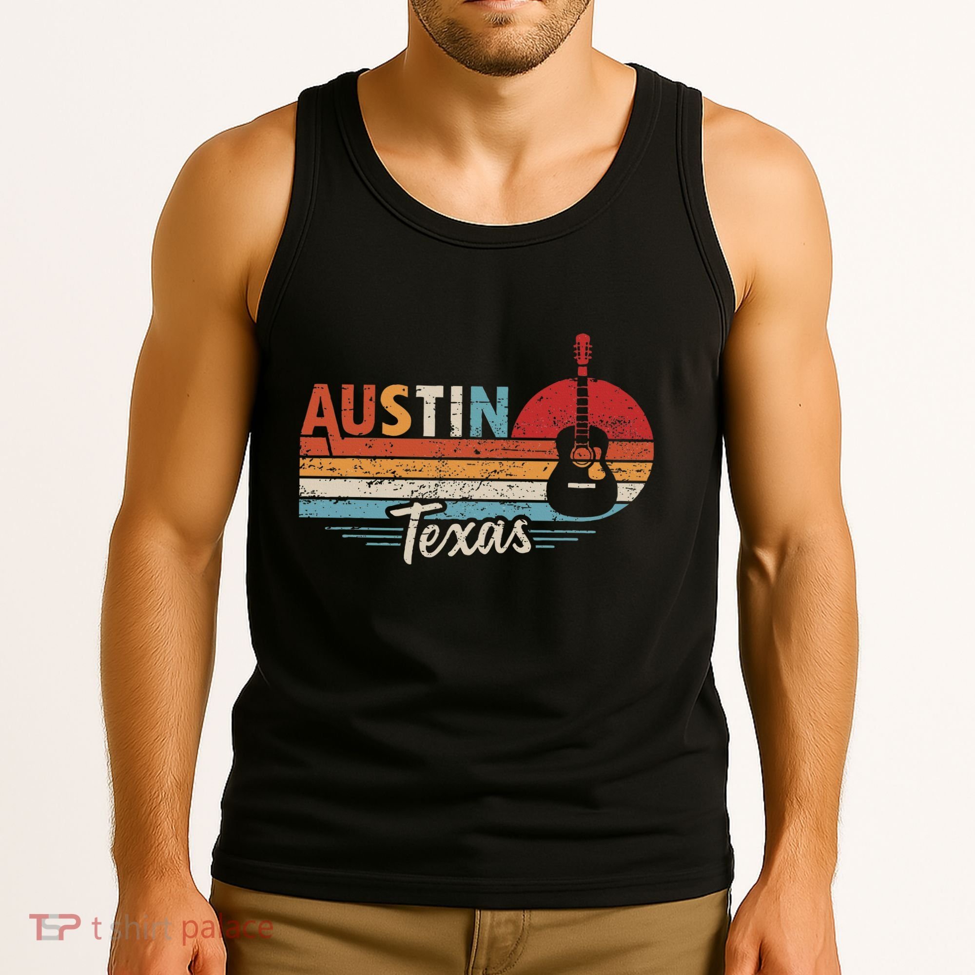 Retro Austin Texas Guitar Music Tank Top