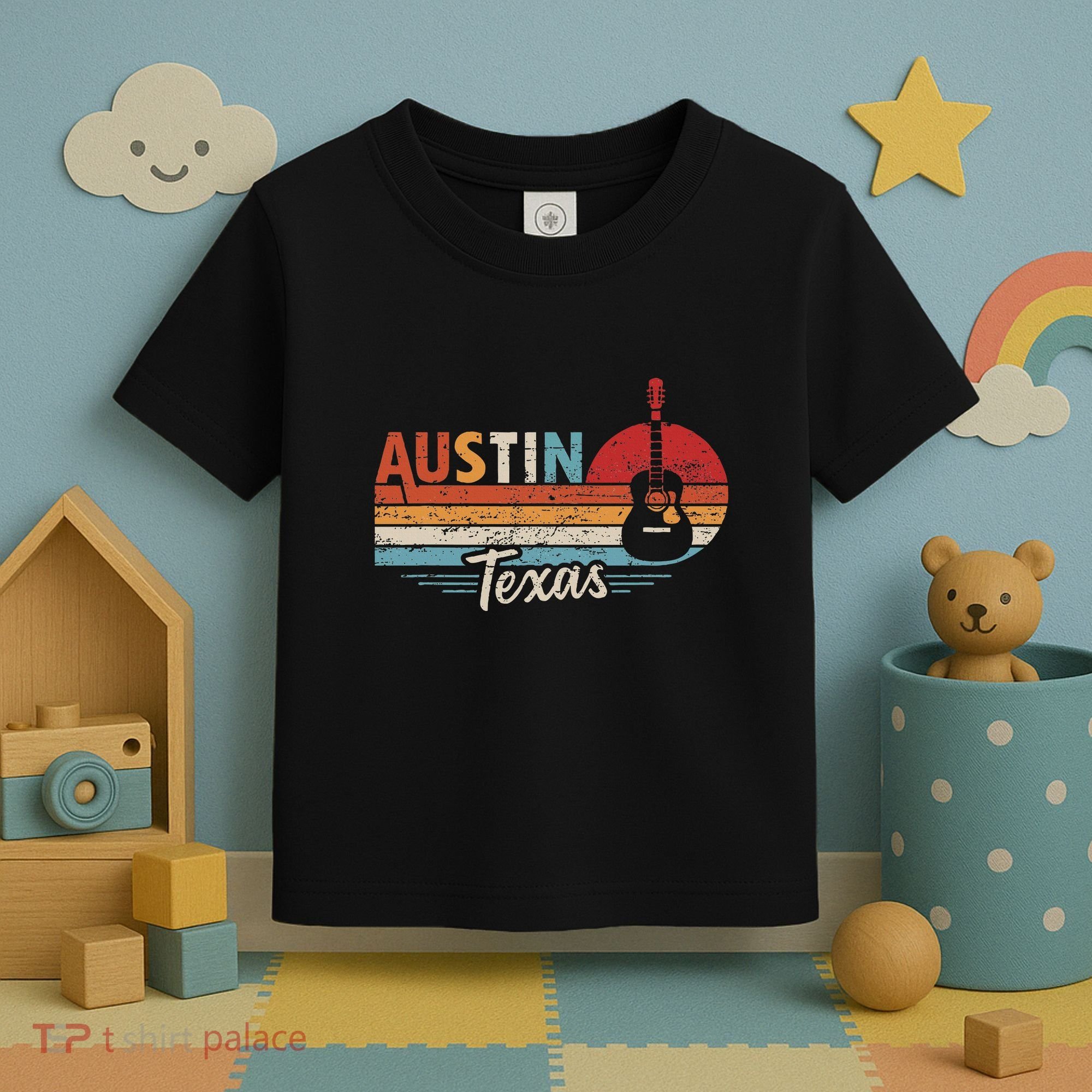 Retro Austin Texas Guitar Music Toddler T-Shirt