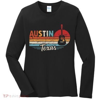Retro Austin Texas Guitar Music Women's Long Sleeve Shirt