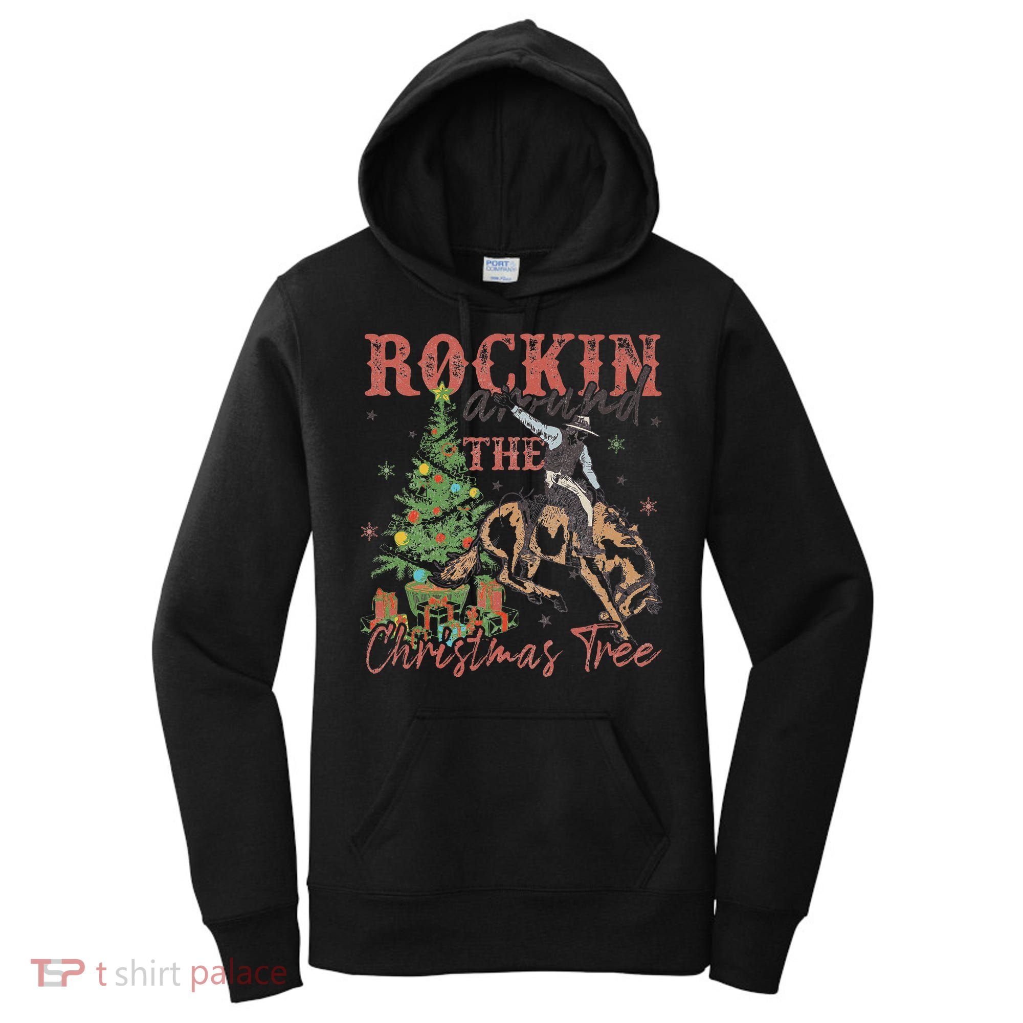 Rockin Around The Christmas Tree Cowboy Western Women's Hoodie