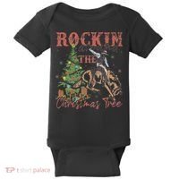 Rockin Around The Christmas Tree Cowboy Western Baby Bodysuit thumb 0