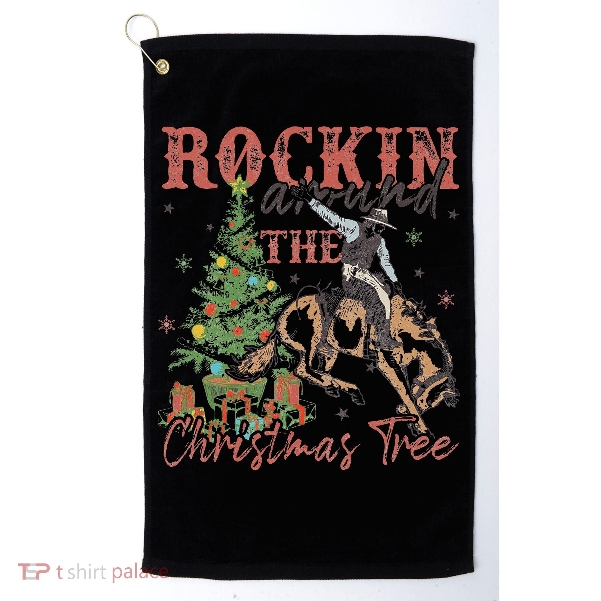 Rockin Around The Christmas Tree Cowboy Western Golf Towel