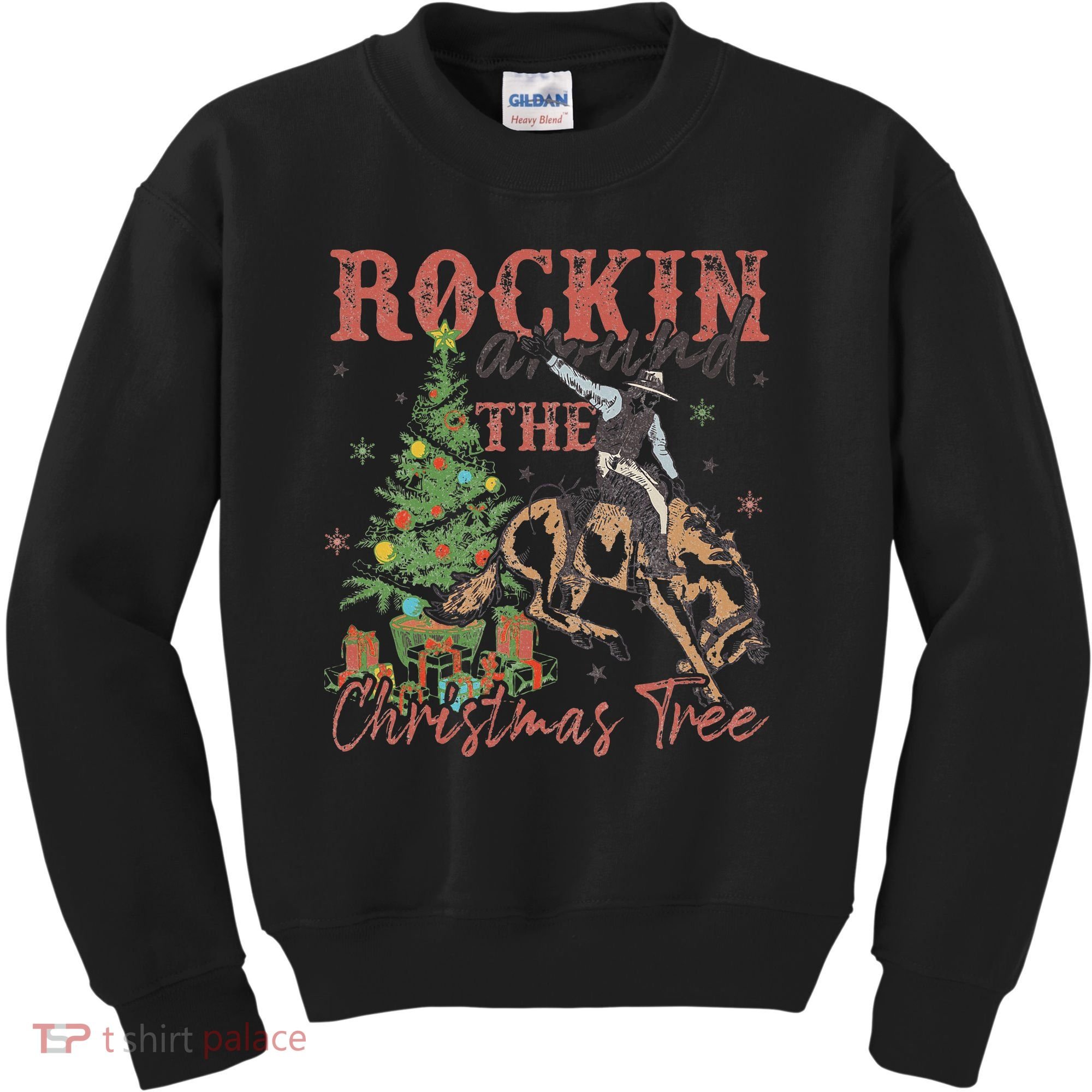 Rockin Around The Christmas Tree Cowboy Western Kids Sweatshirt