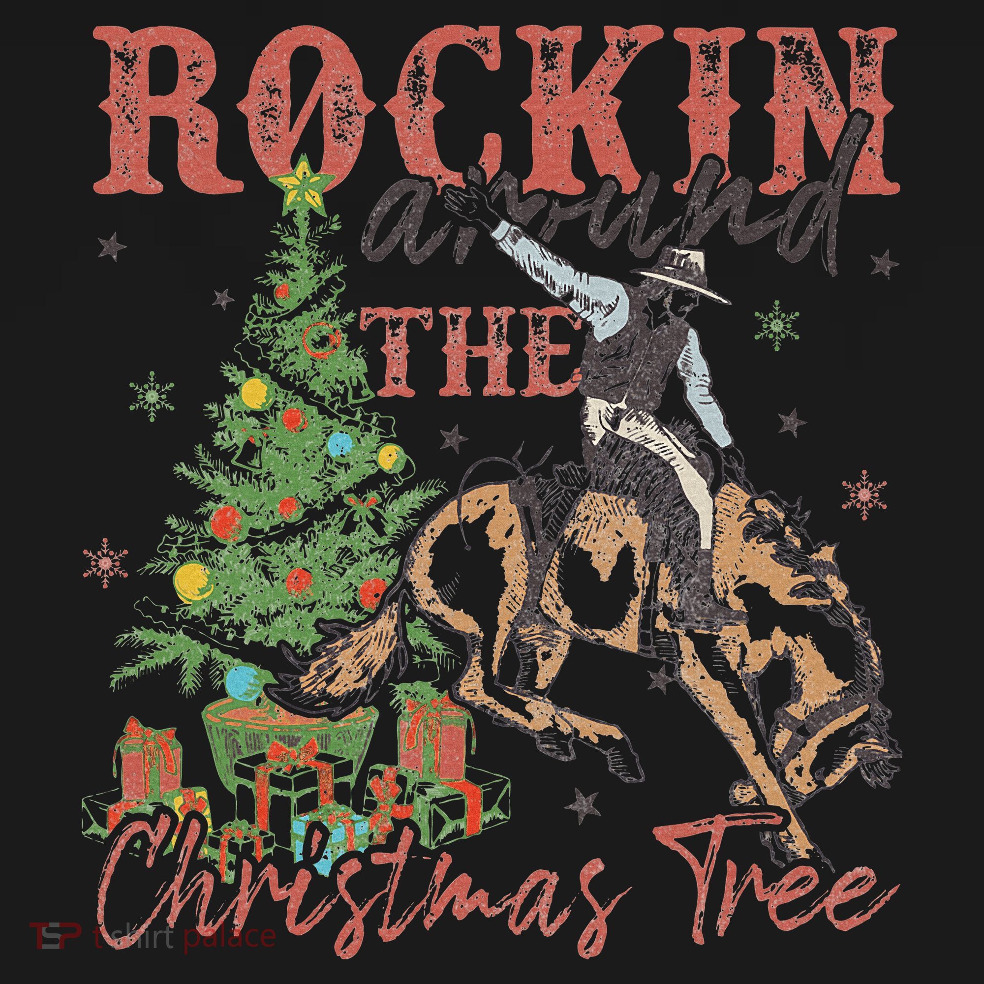 Rockin Around The Christmas Tree Cowboy Western Kids Sweatshirt