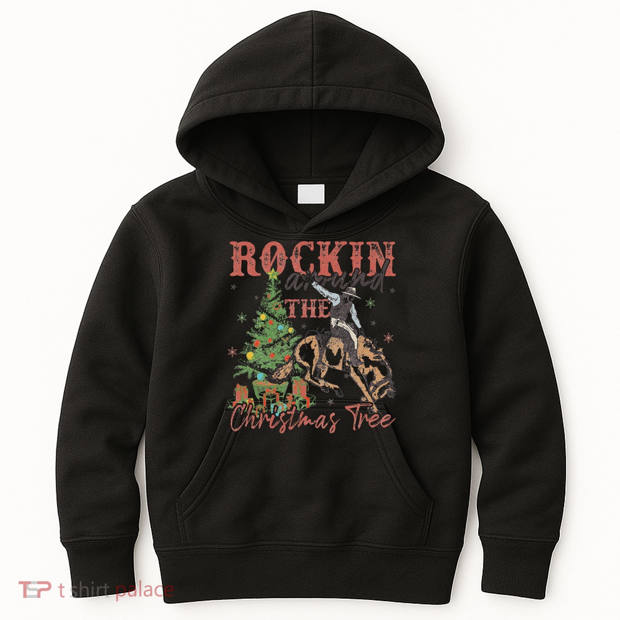 Rockin Around The Christmas Tree Cowboy Western Kids Hoodie