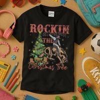 Rockin Around The Christmas Tree Cowboy Western Kids T-Shirt thumb 3