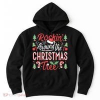 Rockin Around The Christmas Tree Music Note Music Teacher Hoodie thumb 0