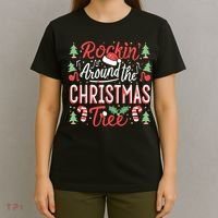 Rockin Around The Christmas Tree Music Note Music Teacher T-Shirt thumb 4