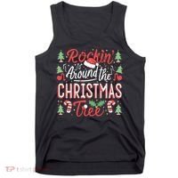 Rockin Around The Christmas Tree Music Note Music Teacher Tank Top thumb 0